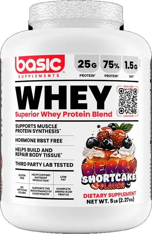 WHEY PROTEIN BASIC BERRY SHORTCAKE, 5 libras