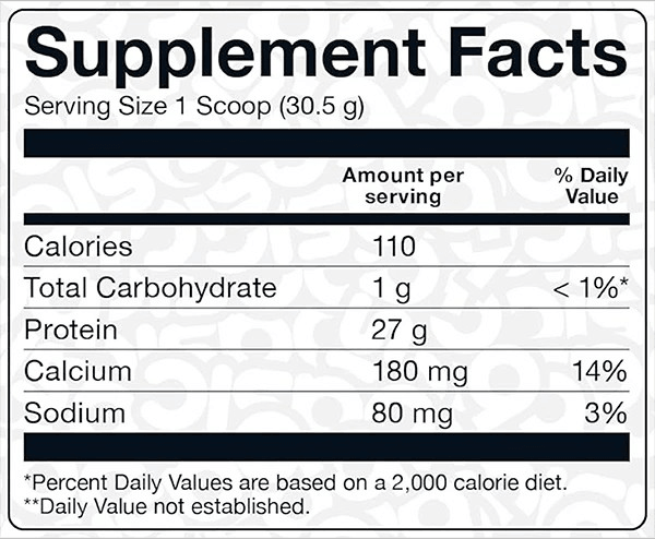 Tabla nutricional de BEEF ISO CHERRY COLA, 2 libras
