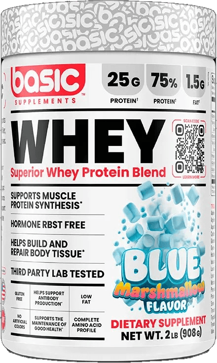 WHEY PROTEIN BASIC BLUE MARSHMALLOW, 2 libras